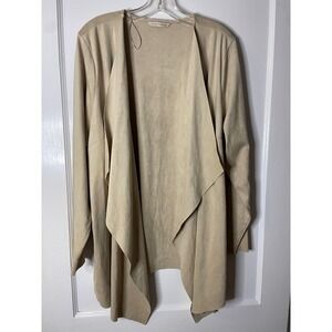 Soft Surroundings 2X Drape Front Cardigan Faux Suede Jacket Coat Beige